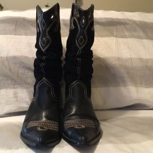 Rampage Black Leather Upper Cowboy Boots